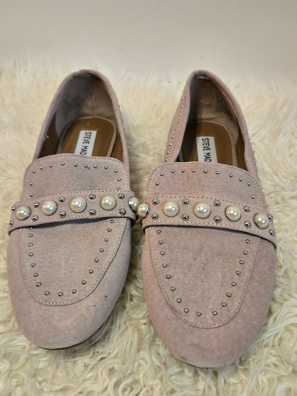 Berkshire Blush Pearl & Stud Suede-Look Loafers - Picture 11 of 14